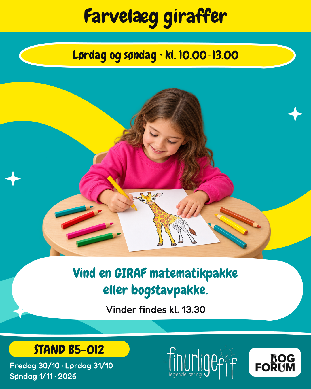 Farvelæg giraffer – og vind en finurlig GIRAF-pakke